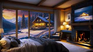 Tranquil Winter Wonderland Relaxing Background Music with Snowfall amp Lake House Scene  Please like [upl. by Jerald286]