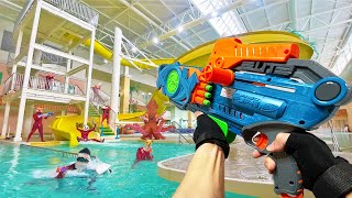 Nerf War  Water Park amp SPA Battle 7 Nerf First Person Shooter [upl. by Danette137]