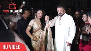 Sanju Baba  Sanjay Dutt With Wife Manyata Dutt  Aamir Khans Diwali Party Celebration [upl. by Ayekin]