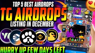 TOP 5 Telegram Airdrops Listing In December 😍 TOP 5 Crypto Telegram Airdrops Listing In December [upl. by Ynalem763]