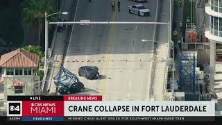 2 injured as part of crane falls on vehicle on Fort Lauderdale bridge [upl. by Banna742]