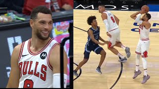 Zach Lavine CANT STOP LAUGHING after CATCHING FIRE FROM 3 Full Takeover highlights [upl. by Nywra]