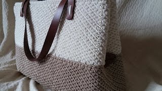 Borsa shopper passo passo a punto canestro doppio obliquo  crochet [upl. by Amalburga632]