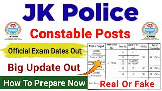 JKSSB Constable Exam Dates Out  JKP Constable Exam Dates 2024  Jkssb New Exam Calander 2024  JKP [upl. by Mcneil]