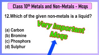 Class 10 Chemistry Chapter 3 Metals and Nonmetals MCQs  Metals and Nonmetals MCQ Questions [upl. by Collbaith]