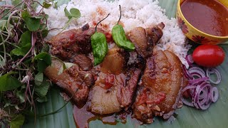 Delicious and tender pork cook with axone  2 Naga King chilli 🌶 Mukbang northeast Indian [upl. by Spearing352]