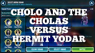 SWGOH Arena TW TB ZZMT lead nightsisters with CHOLO versus Akbar Hermit Yoda CLS Zolo GK [upl. by Gilbart958]