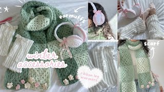 how to crochet cute earmuffs leg warmers amp scarf beginnerfriendly [upl. by Nnaassilem]