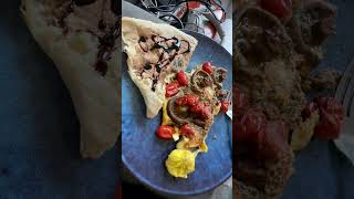 Eggs portobello mushrooms tomatoes spices Mediterranean pita bread balsamic vinegar [upl. by Ardnaet]