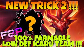 NEW TRICK No2  100 FARMABLE LOW DEF 3 ICARU TEAM  DB12 TRICARU SUMMONERS WAR [upl. by Hardunn]