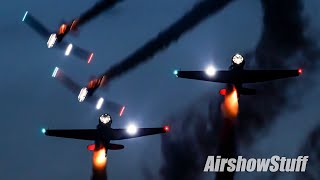 Aeroshell Aerobatic Team Night Show  TBM Avenger Reunion 2021 [upl. by Sivrat]