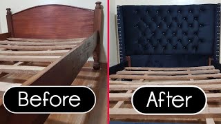 DIY How To Make A Tufted Headboard For Your Old Bed  Bed Transformation DIY [upl. by Phil]