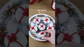 Christmas Bow Cookies 🍪🎀 christmas baking [upl. by Urbanus]