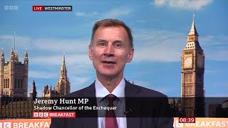 Jeremy Hunt MP Shadow Chancellor Of The Exchequer On BBC Breakfast 30072024 [upl. by Yknarf]