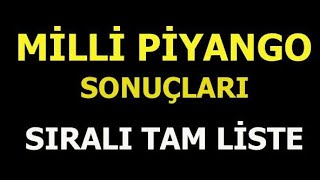 2019 Milli Piyango Sıralı Tam Liste TÜM SONUÇLAR [upl. by Hepsoj]