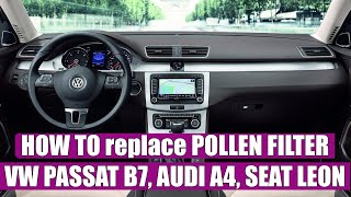 How to replace  change pollen filter cabin air filter VW Passat B7 Skoda Superb in just 5 steps [upl. by Westberg]