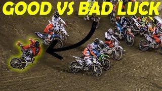 GOOD vs BAD LUCK at Seattle Supercross 2019  JMC Racing [upl. by Nlyak429]