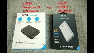 Anker Powercore II VS Acmic C10Pro Quick Charge 30 VS Non QC [upl. by Annet626]