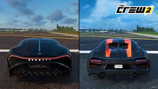 The Crew 2  Bugatti La Voiture Noire 2019 vs Bugatti Chiron Super Sport 300 2019 Comparison [upl. by Ymirej]