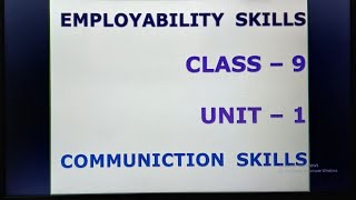 Communication skills part 1 employability skills class9 [upl. by Chap]