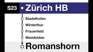 ZVV Ansagen  S23 Zürich HB – Winterthur – Romanshorn [upl. by Adlesirc]