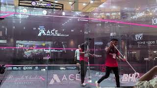 Squash crazy backhand volley tap by Youseff Ibrahim at Malaysia Open November 16 2024 [upl. by Alyos]