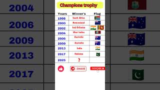 Champions Trophy Winner Teams  champions trophy icc bcci cricket [upl. by Fi]