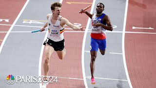 USA 4x400 gold medal hopes Doomed by Belgian anchor rally at Indoor Worlds  NBC Sports [upl. by Owena]