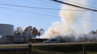 Multiple Fire Departments responding to a large mulch fire [upl. by Lleynad]