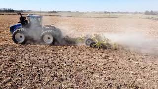 Degelman ProTill 2026 working corn stalks with a New Holland T9565 [upl. by Matlick]