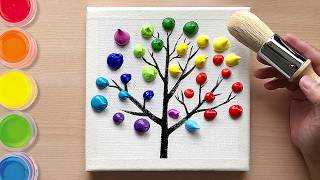 Easy 3Step Rainbow Tree Painting in 5 Minutes  Easy painting for beginners [upl. by Landrum702]