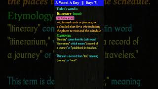 quotItineraryquot  Meaning Etymology Usage  English Word Meaning vocabulary improvevocabulary [upl. by Florri29]