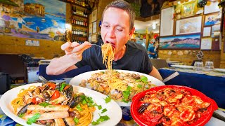 Italian Street Food in Naples SEAFOOD SPAGHETTI  Pizza in Naples Italy [upl. by Abroms459]