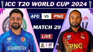 ICC T20 WORLD CUP 2024  AFGHANISTAN vs PNG MATCH 29 LIVE COMMENTARY  AFG vs PNG LIVE [upl. by Sherborn]