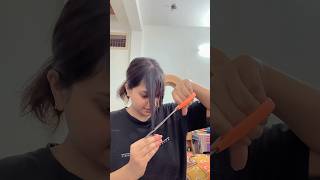 Cutting curtain bangs at home✂️ curtainbangtutorial cuttinghair haircutathome haircut hair [upl. by Angadresma]