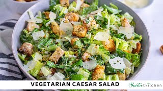 Vegetarian Caesar Salad Recipe with Creamy Homemade Vegetarian Caesar Dressing [upl. by Sola710]