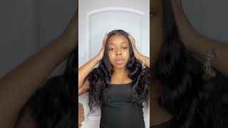 I like the natural wig look😍hairstyle hairstyletutorialbodywavegluelesswigwergowig [upl. by Marcello]