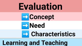 Evaluation ConceptNeedCharacteristics Learning and Teaching BEd [upl. by Eserrehs]