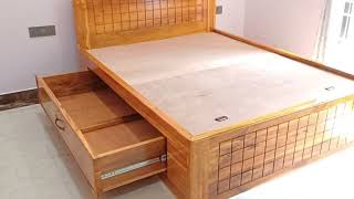 How to fitting wooden bed frame with drawerbed fitting karne ka assan tarika [upl. by Joashus]