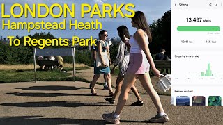 LONDON PARK WALKING FROM HAMPSTEAD HEATH TO REGENTS PARK LETS GO [upl. by Aner]