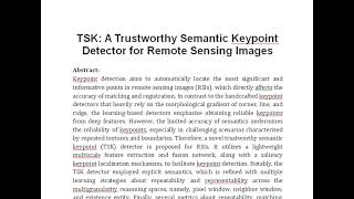 TSK A Trustworthy Semantic Keypoint Detector for Remote Sensing Images [upl. by Anemolihp]