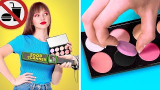 HOW TO SNEAK FOOD  When Food is Your BFF Cool Hacks to Sneak Makeup and Candies by 123 GO Series [upl. by Htebyram]