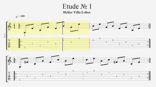 Guitar Tab  Heitor Villa Lobos  Etude 1 [upl. by Akkire]