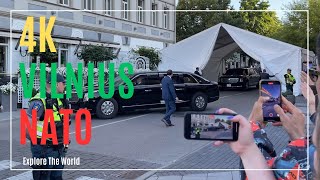 【4K】 Lithuania Vilnius  People Waiting for US President Joe Biden at Kempinski Hotel [upl. by Yelir]