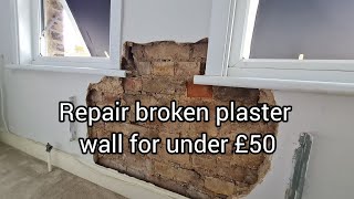 Blown wall plaster repair with hardwall plaster directly on to brick for under £50 [upl. by Arline356]