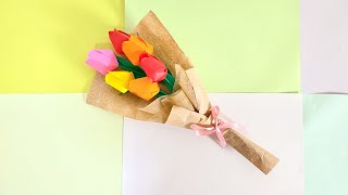 How to make Paper Tulip Bouquet  Easy Origami [upl. by Nunnery929]