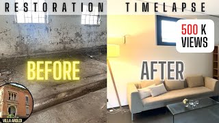 1 YEAR Restoration TIMELAPSE in 30 minutes  BUILDING a HOME in an old abandoned STABLE [upl. by Jacobba]