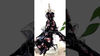 Making a halter corset tiered floral chiffon dress prom sewing fashion hautecouture promdress [upl. by Aseena81]