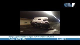 Berging gekantelde camper A29 Heinenoordtunnel [upl. by Lasonde]