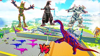 EPIC XBrachiosaurus DEATHRUN The Toughest of All Animals Dinosaurs Fight  Ark Dinosaurs park [upl. by Irish]